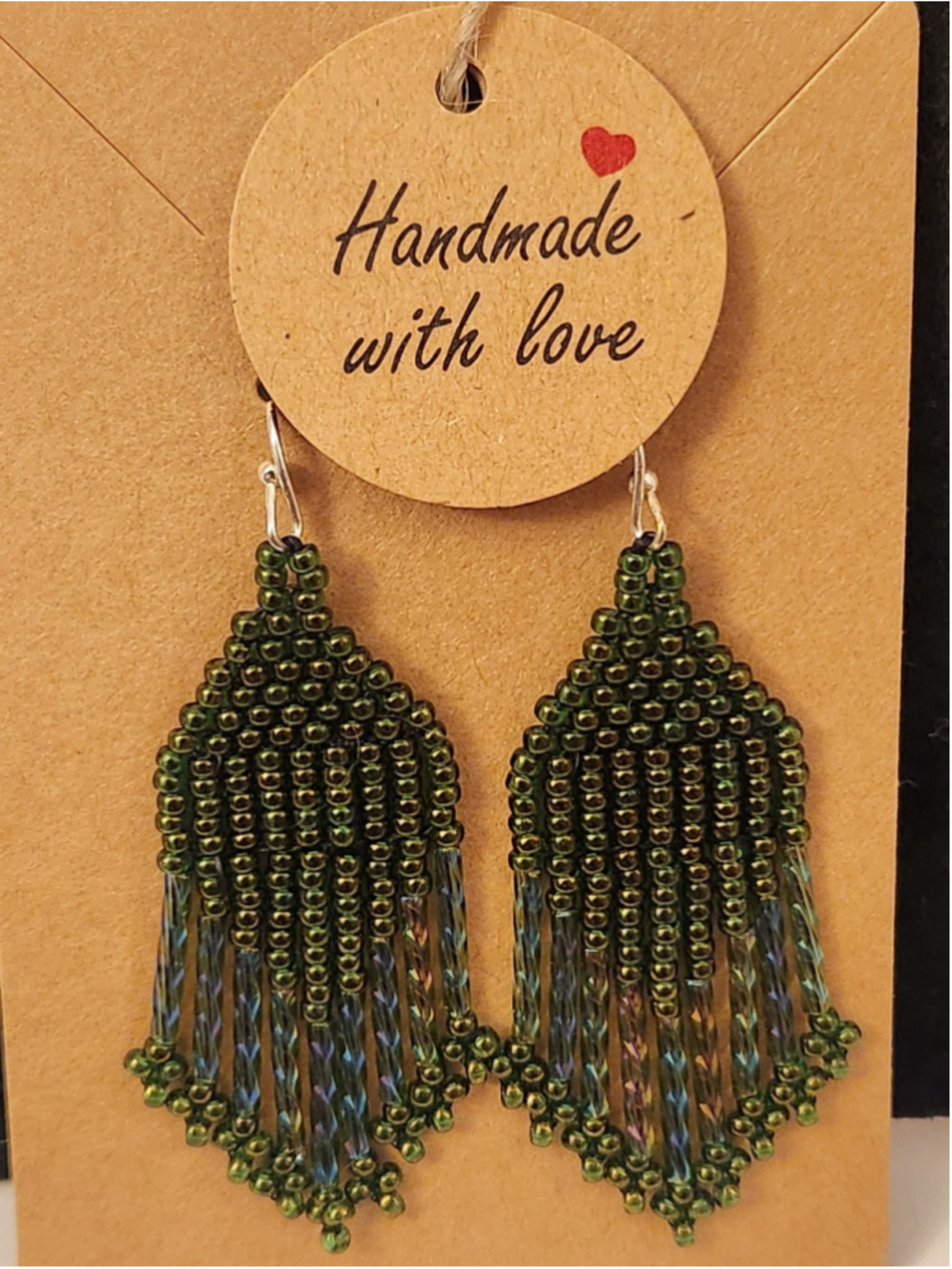 Handmade Seed Beaded Fringe Earrings